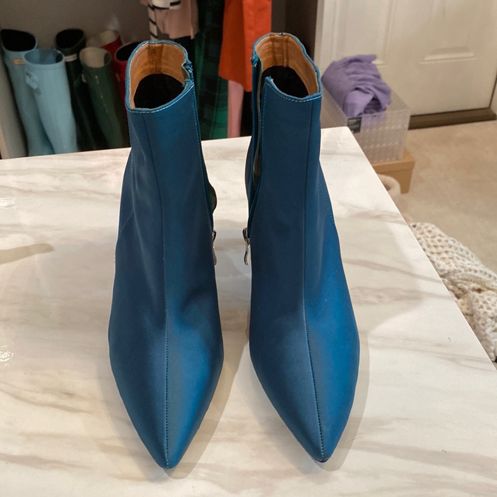 Halogen satin turquoise booties